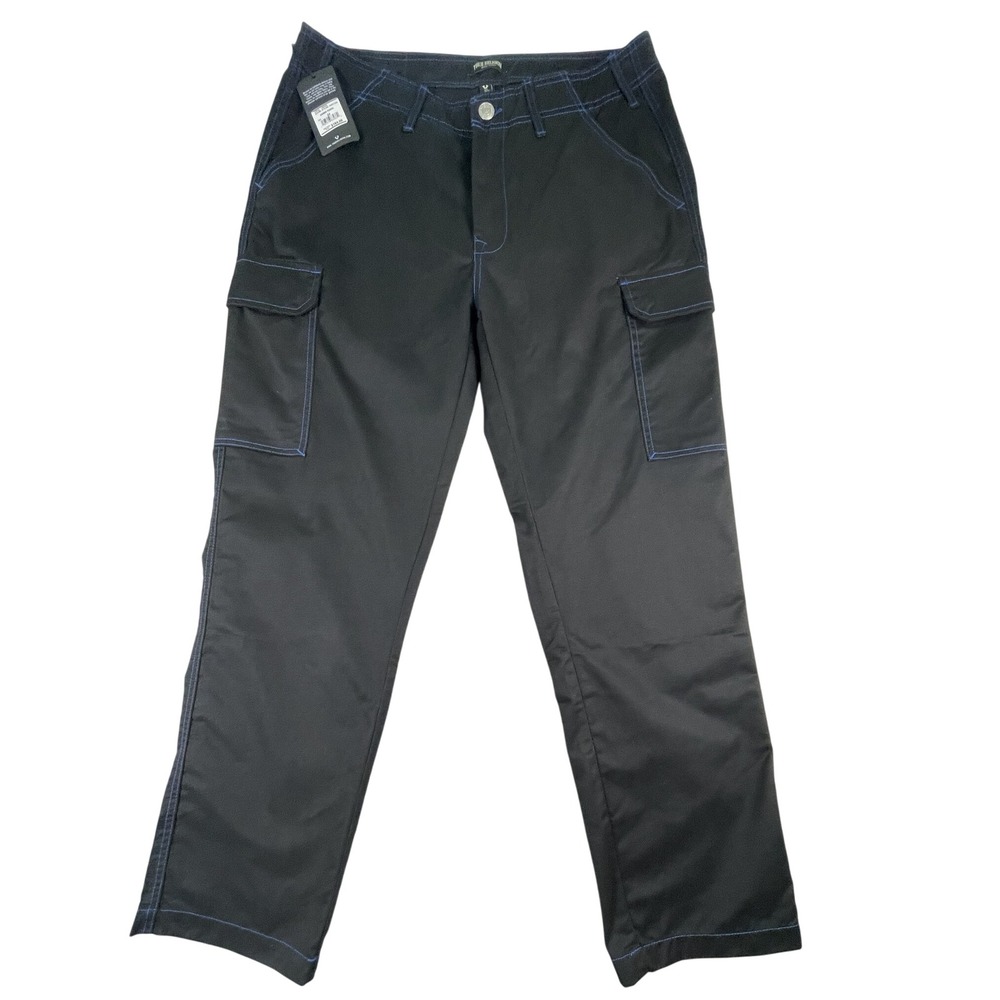 True Religion Cargo Pants Mens 34 Black Pacific Blue Straight Leg NWT Y2K Style